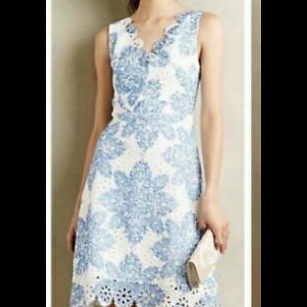 Eva Franco Eyelet Starflower Scalloped Dress